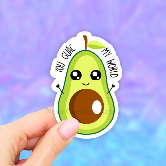 You Guac My World Sticker, Avocado Sticker, Laptop stickers, Aesthetic Stickers, Water bottle Sticker, Computer stickers, Waterproof Sticker