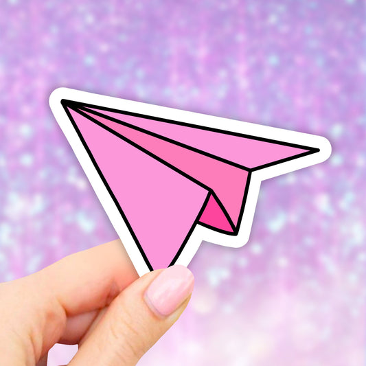Pink Paper Plane Sticker, Laptop stickers, Aesthetic Stickers, Water bottle Stickers, Computer stickers, Waterproof Stickers, Vinyl Stickers