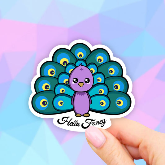 Hella Fancy / Sassy Peacock Sticker, Laptop stickers, Aesthetic Stickers, Water bottle Stickers, Computer stickers, Waterproof Stickers