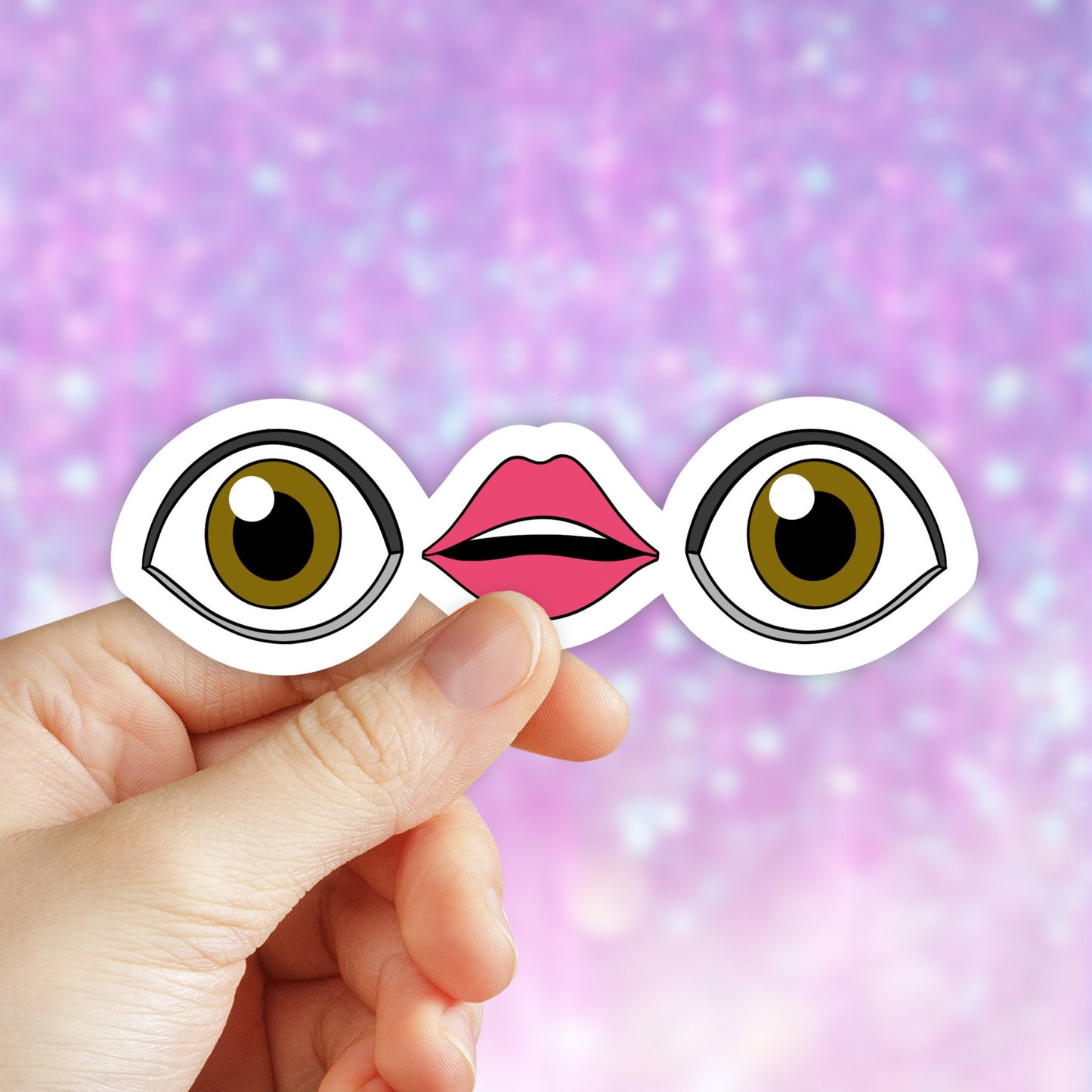 TikTok Sticker, Meme Stickers, Eye Mouth Eye Emoji Sticker, Meme Decal, Trendy Stickers, Cute Stickers, Water Bottle, Best friend Gift