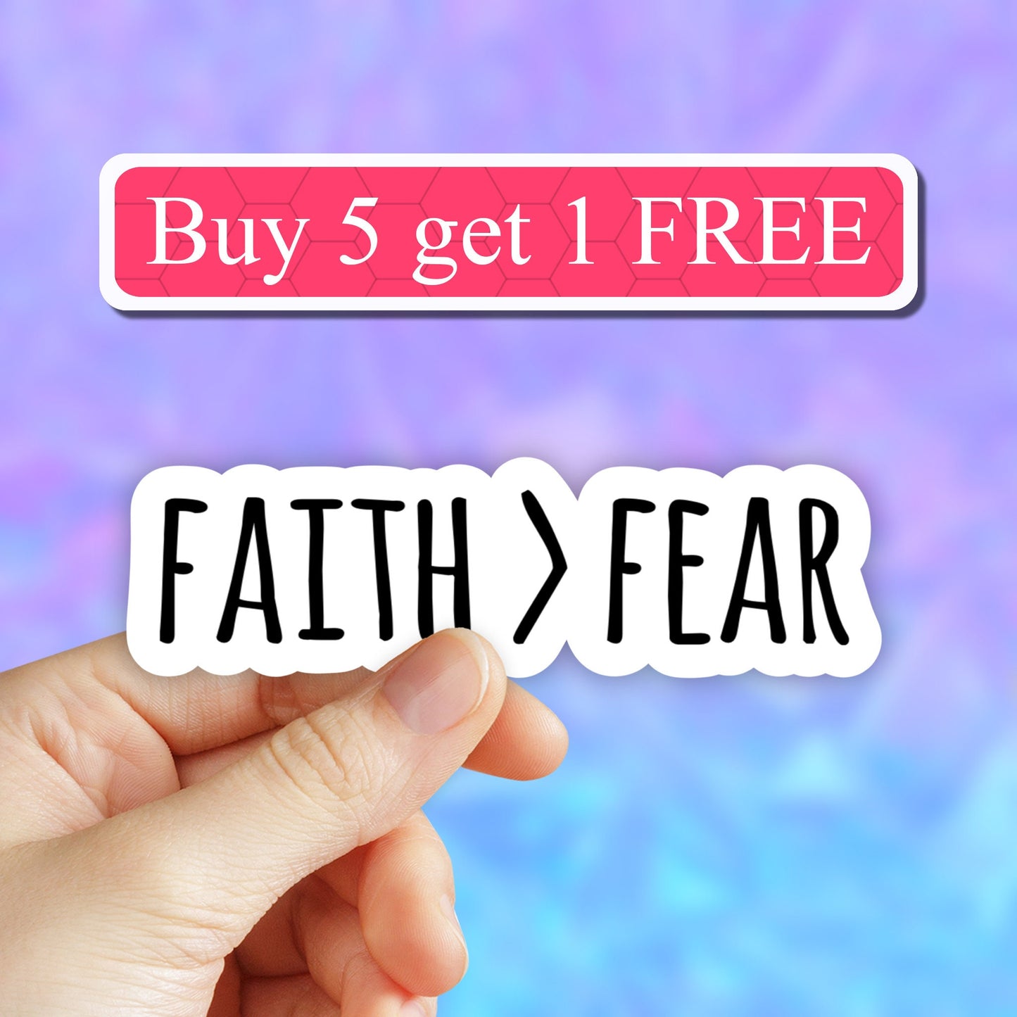 Faith is Greater Than Fear Sticker, Faith Over Fear Sticker, Religious Sticker, Christian Stickers, Laptop Decal, Water bottle Stickers