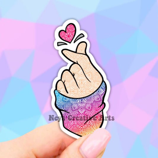 Kpop Love Heart hand Sticker, Laptop stickers, Aesthetic Stickers, Water bottle Stickers, Computer stickers, Vinyl Stickers