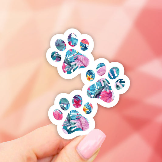 Tropical Paw sticker, Dog Stickers, Cat sticker, Pet stickers, Waterbottle sticker, Cat Mom Sticker, Laptop stickers, Aesthetic Stickers