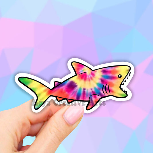 Tie Dye Shark Sticker, Ocean Stickers, Laptop Decal, Aesthetic Stickers, Water bottle Stickers, Computer Stickers, Vinyl Waterproof Stickers