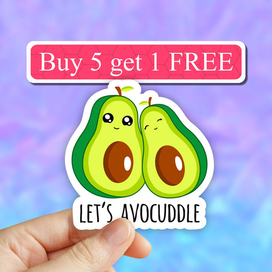 Let's Avocuddle Sticker, Avocado Sticker, Vegan stickers, Laptop stickers, Aesthetic Stickers, Water bottle Sticker, Computer, Waterproof