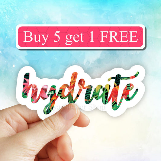 Tropical Hydrate Sticker, Hydrate or Diedrate Laptop Stickers, VSCO Stickers, Aesthetic, Vinyl Decal, Water bottle, Computer Sticker Tumbler