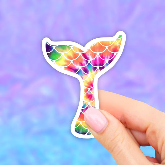 Tie Dye Mermaid Tail Sticker, Mermaid Stickers, Wave Ocean Sticker, Vinyl Stickers, Aesthetic Stickers, Water bottle Stickers, Waterproof