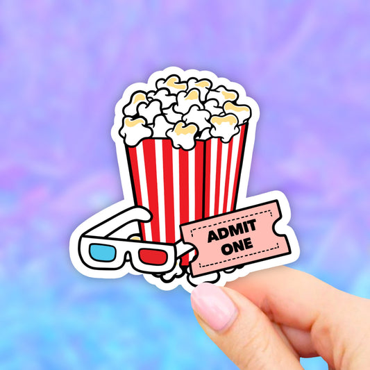 Movie Popcorn Sticker, Movie Night Stickers, Laptop Sticker, Vinyl stickers, Aesthetic Stickers, Waterbottle stickers, Computer stickers