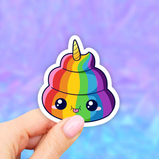 Rainbow unicorn Poop Emoji Sticker, Laptop Stickers, VSCO Stickers, Laptop, Aesthetic, Vinyl Decal, Water bottle, Computer Sticker, Tumbler