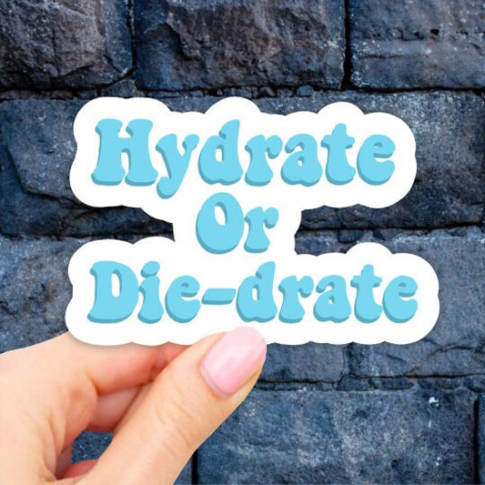 Blue Hydrate or Diedrate Sticker, Hydrate Sticker, Laptop Stickers, water Ocean Decal, Aesthetic, Vinyl Decal, Water bottle, Tumbler