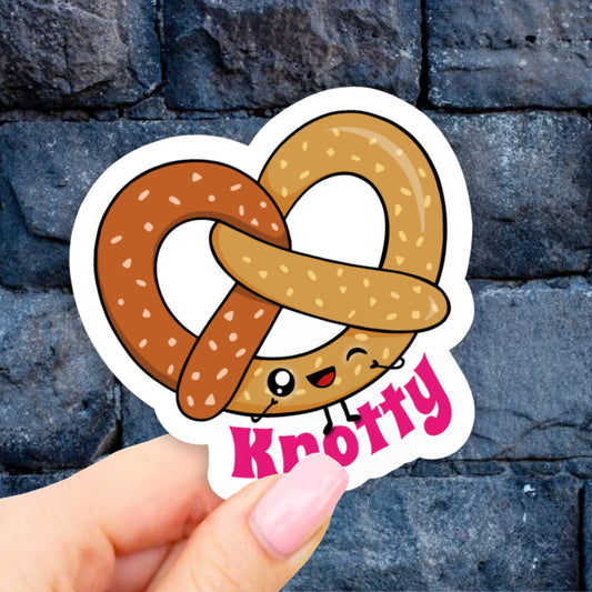 Pretzel Sticker, Knotty naughty Sticker, Food Sticker, salty AF, Waterbottle Stickers, Vinyl Decal, bumper sticker, Aesthetic Stickers