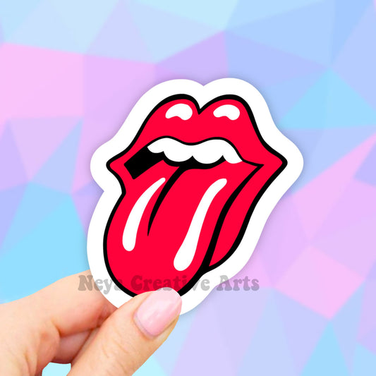 Rolling stones lips and tongue sticker, rock and roll tongue sticker, laptop stickers, aesthetic stickers, computer stickers, water bottle