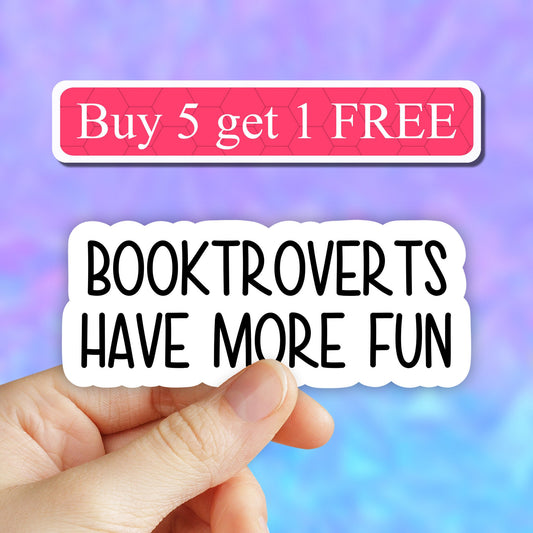 Booktroverts have more fun sticker, book nerd sticker, books laptop decals, bookworm tumbler stickers, books water bottle sticker, book love