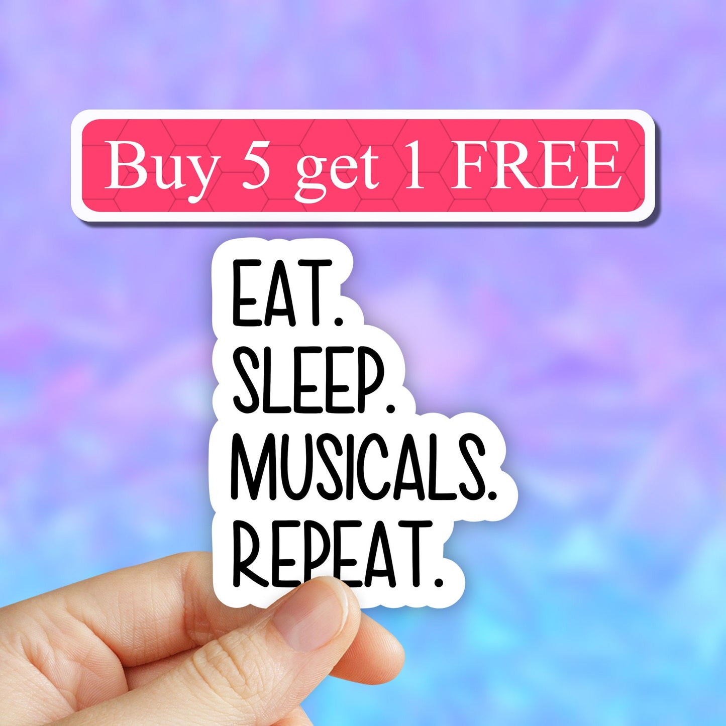 Eat sleep musicals repeat sticker, musicals funny sticker, musical theater laptop decals, theater tumbler stickers, water bottle sticker