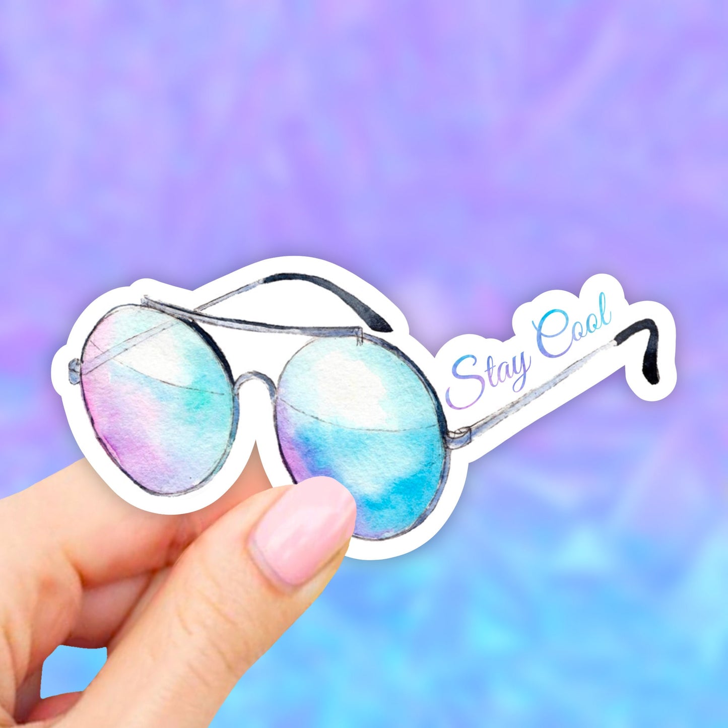 Stay cool glasses sticker, sunglasses sticker, laptop stickers, waterbottle stickers, tumbler decal, computer stickers, watercolor stickers