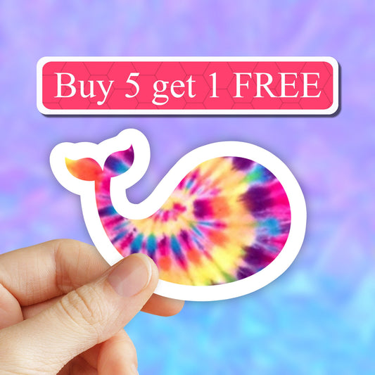 Tie Dye Whale Sticker, ocean sticker, respect the locals shark stickers, laptop stickers, wave beach sticker, computer stickers, tumbler