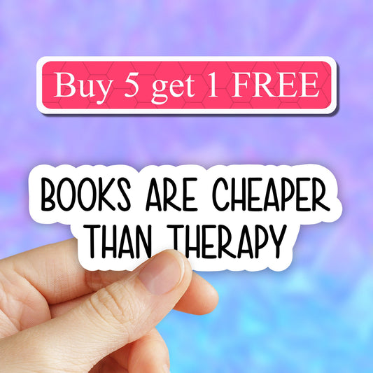 Books are cheaper than therapy sticker, book life stickers, book mama stickers, reading stickers,  book stickers, reading laptop stickers