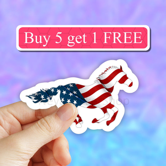 USA flag Horse Sticker, American Flag Laptop Stickers, VSCO Stickers, Aesthetic, Vinyl Decal, Water bottle, Computer Sticker, Tumbler decals