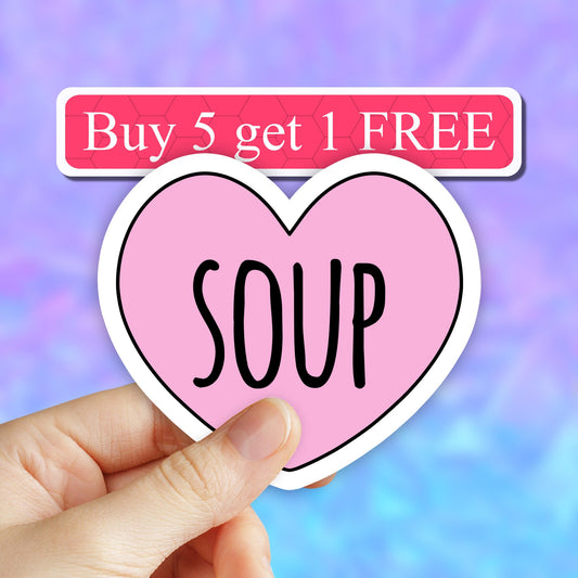 Heart Love Soup Sticker, I love soup sticker, Food stickers, laptop stickers, computer stickers, water bottle decals, Tumbler stickers decal