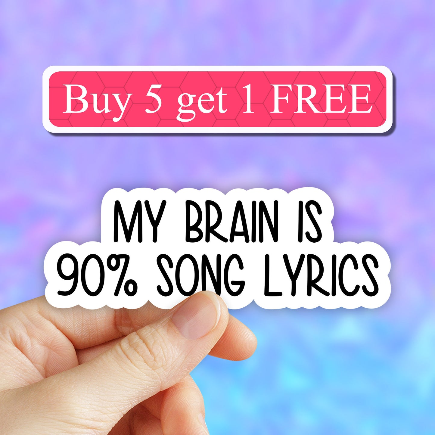 My brain is like ninety percent song lyrics sticker, funny music stickers, laptop decals, song lyrics stickers, music lover  laptop stickers