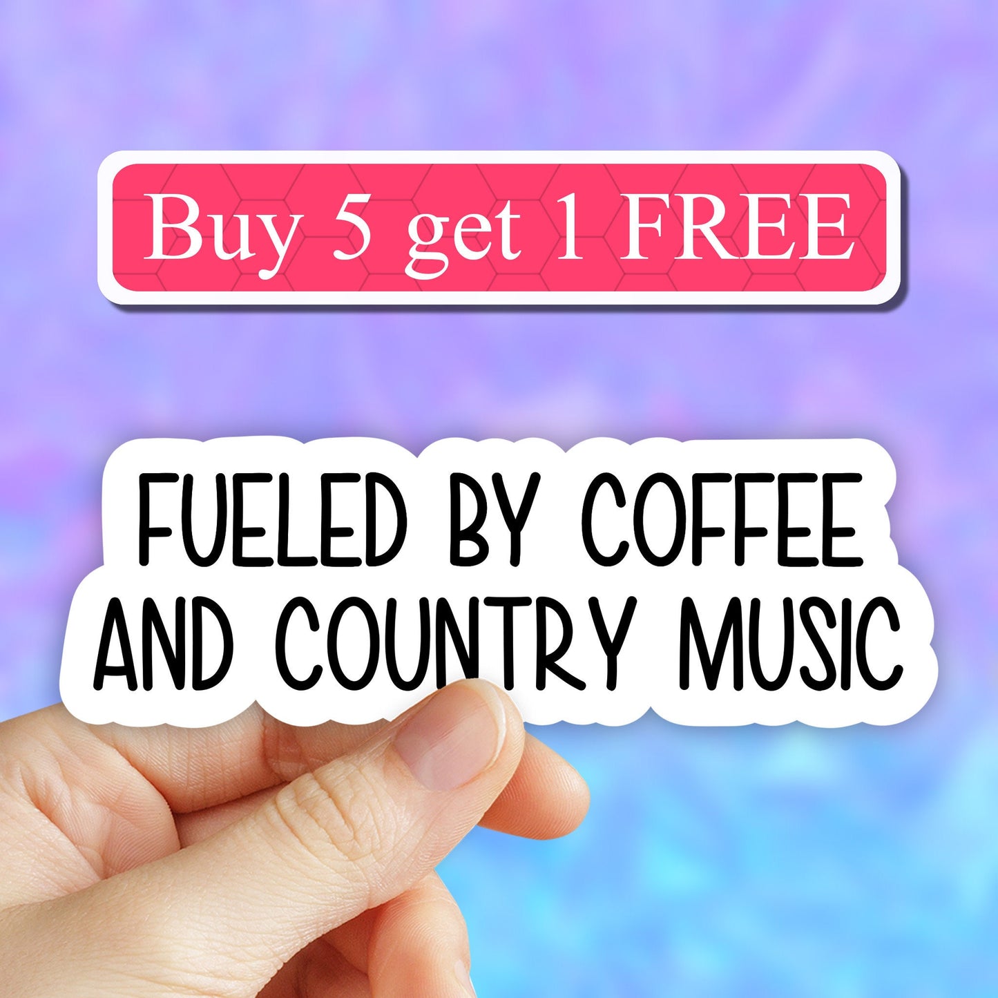 Fueled by coffee and country music sticker, funny coffee stickers, country music stickers, sarcastic stickers for laptop and tumbler decal