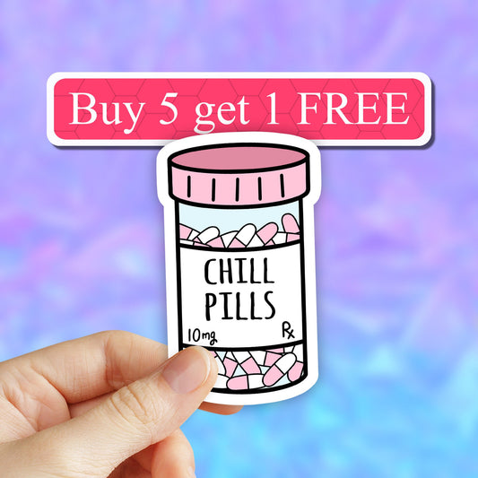 Take a chill pill sticker, chill pills sticker, laptop decal, water bottle stickers, trending stickers, tumbler, car bumper stickers decal