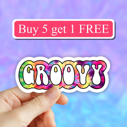 Tie dye Groovy sticker, stay groovy sticker, hippie stickers, 70's sticker, retro stickers, trending stickers, computer, laptop decal