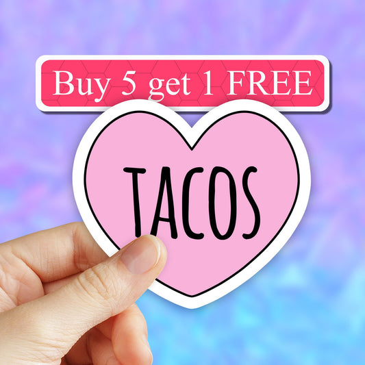 Love Tacos vinyl Sticker, Taco Sticker, Food Sticker, Water bottle Sticker, laptop decal, food sticker, computer stickers, water proof decal