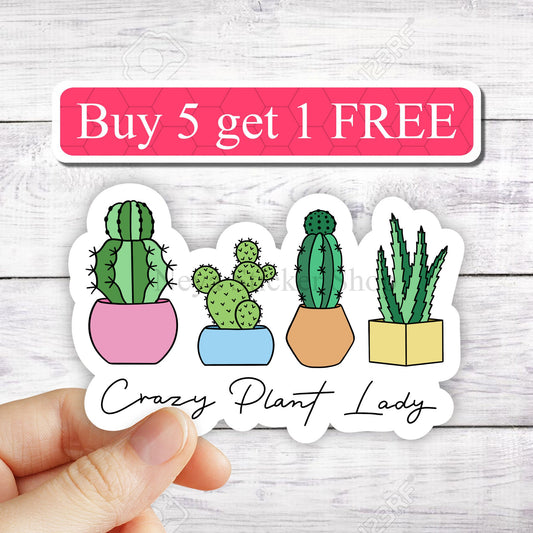 Crazy plant lady Sticker, plant mom stickers, succulent stickers, succ it sticker, funny plant stickers, plant decal, cactus stickers, plant