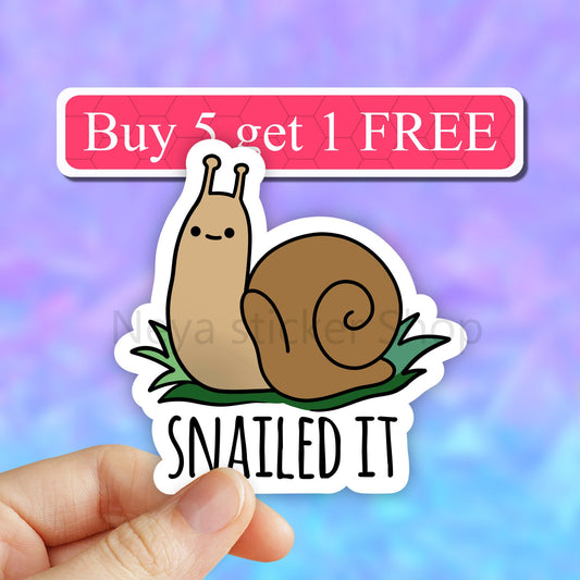 Snailed it vinyl Sticker, cute snail Sticker, trending stickers, Laptop Stickers, tumbler decal, Animal stickers, Computer Stickers, car