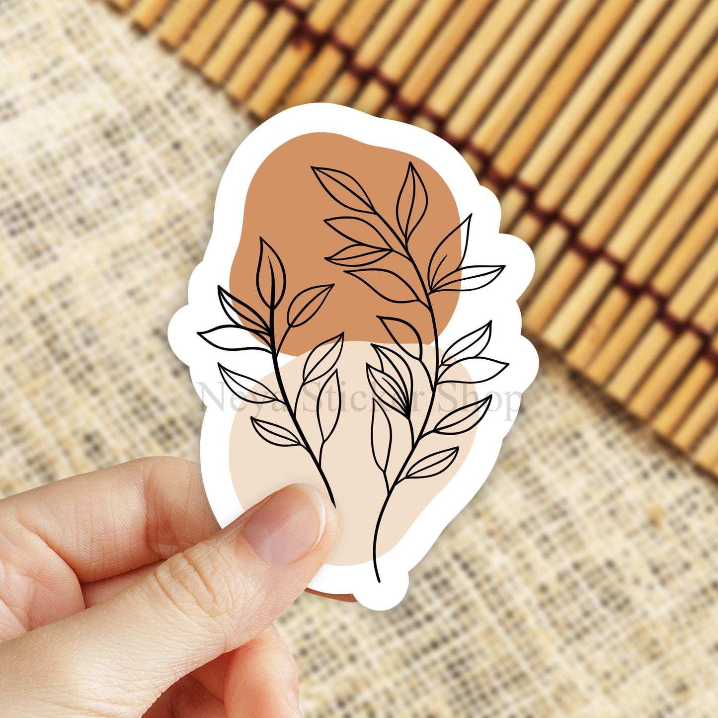 boho Floral leaf Sticker, Cute Stickers, Laptop Stickers, Waterbottle Stickers, Sticker Decals, trending Stickers, abstract floral sticker