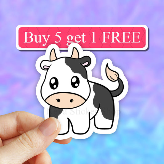 Cute cow Sticker, cow stickers, farm animal Sticker, animal lover sticker, trending stickers, computer, water bottle, tumbler laptop decal