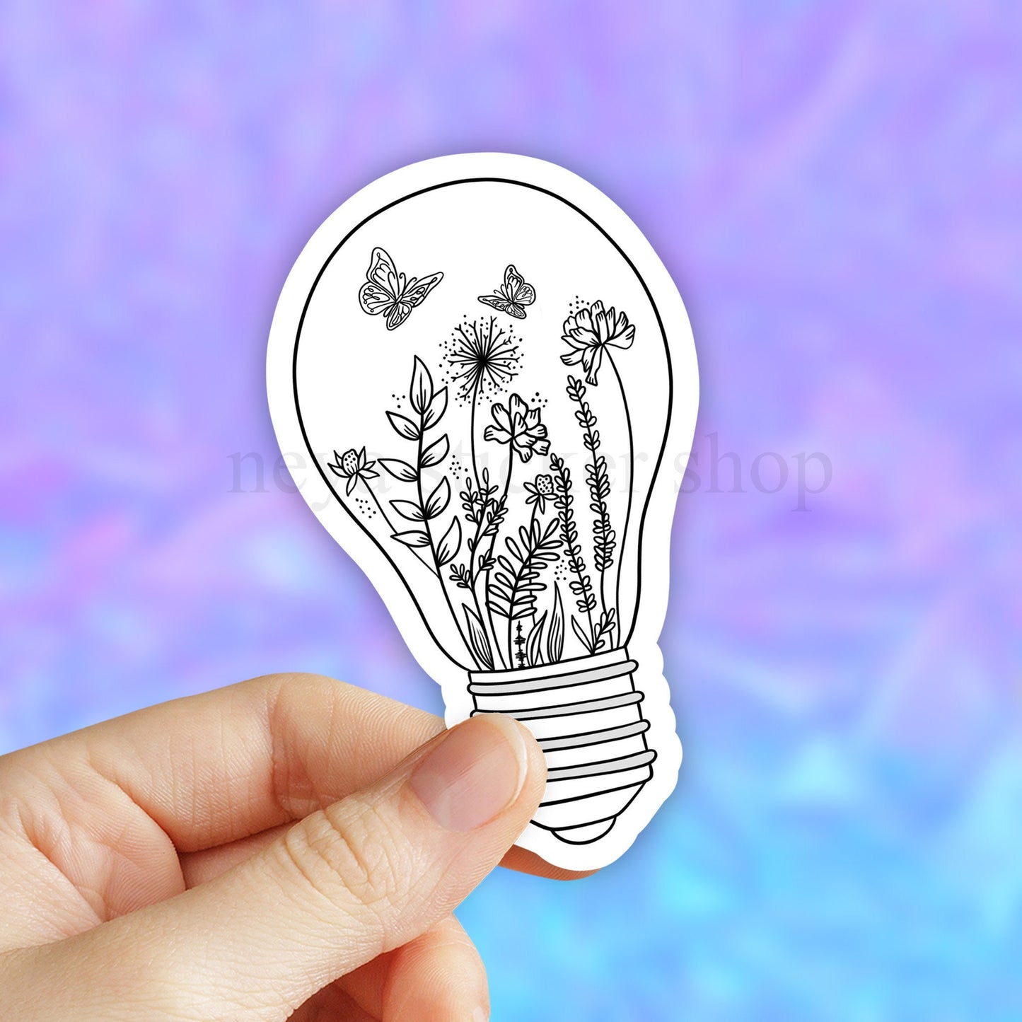 Light bulb flower sticker, floral stickers, trending stickers, be the light sticker, cute vinyl sticker, laptop sticker, computer stickers