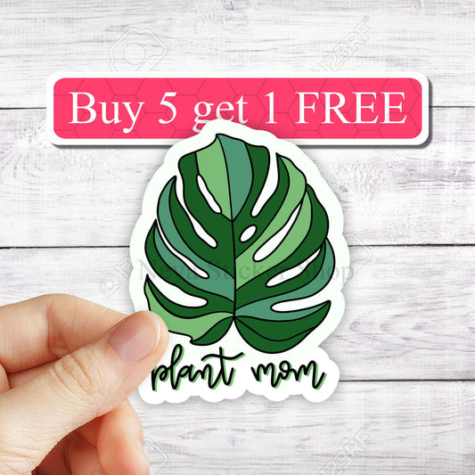 Monstera leaf plant mom Sticker, trending stickers, monstera sticker, plant stickers, laptop stickers, vinyl stickers, water proof sticker