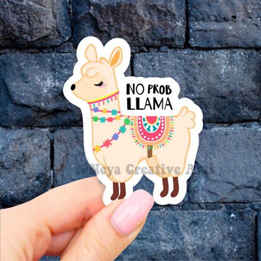 No prob Llama Sticker, VSCO Stickers, Drama Llama, Laptop Stickers, Aesthetic stickers, Laptop decal, Water bottle, Computer, Bumper Sticker