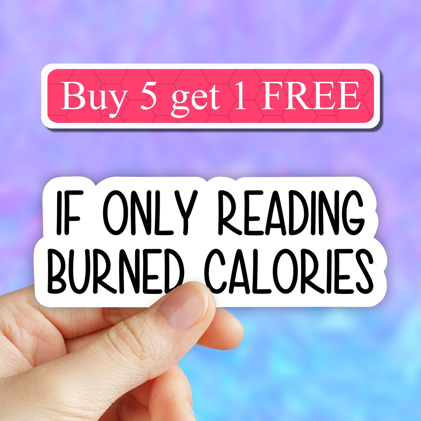 If only reading burned calories sticker, book stickers, book nerd sticker, book lover laptop decals, bookworm tumbler stickers, books love