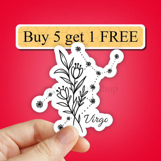 Floral Virgo sticker, Zodiac sticker pack, Constellation Sticker, Astrology Stickers, Zodiac Sign Waterproof Sticker, vinyl Laptop decal