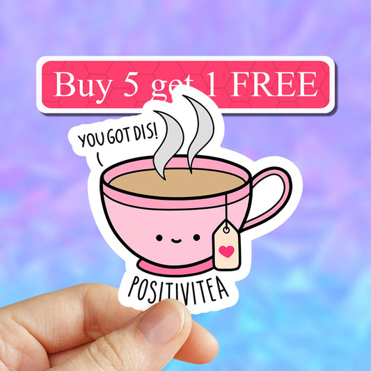 Positivitea Sticker, Tea Stickers, VSCO Stickers, Positivity, Aesthetic stickers, Laptop decal, Water bottle, Computer, Bumper Sticker