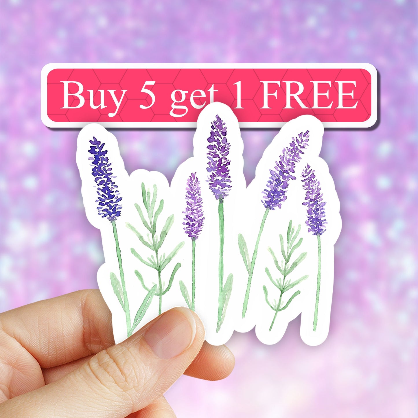 Purple Lavender Flowers Sticker, Laptop Stickers, Aesthetic Stickers, Vinyl Stickers, Water bottle Decal, Computer Stickers