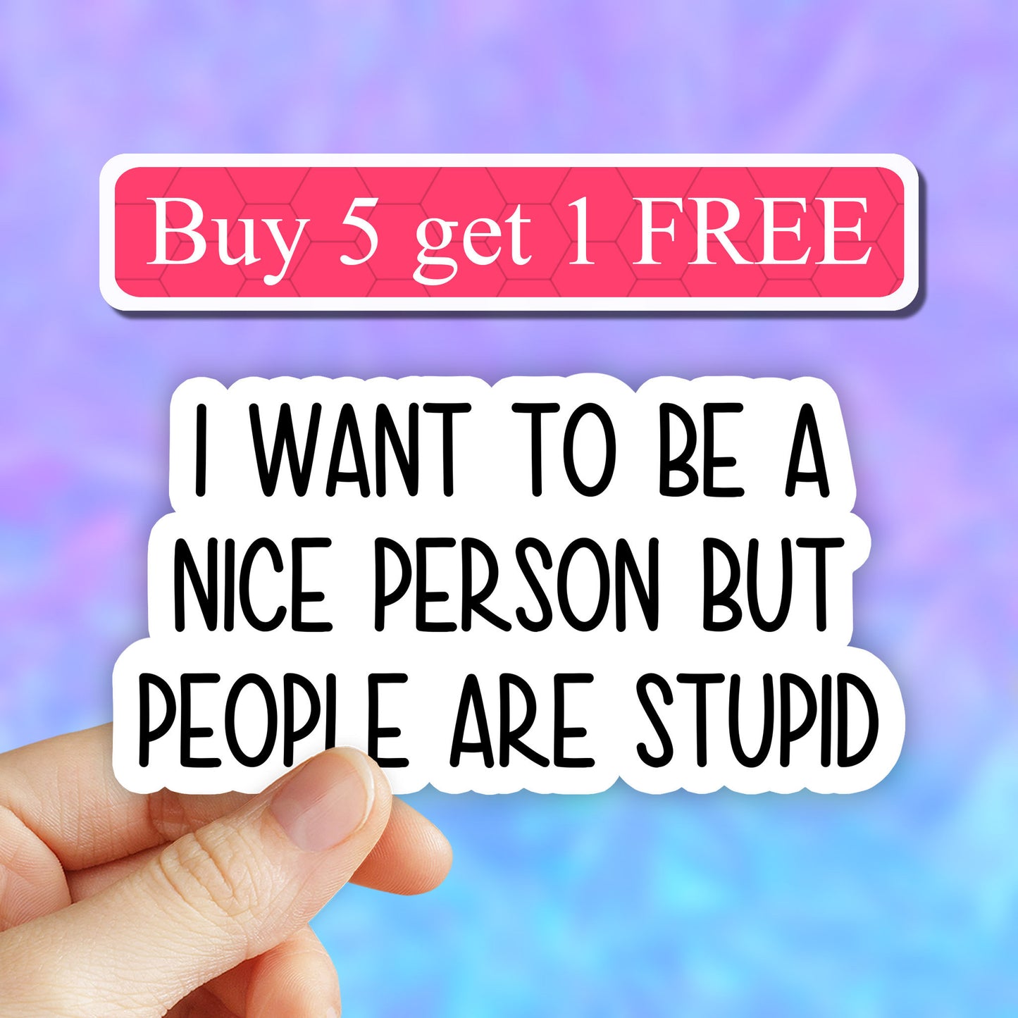 I want to be a nice person but people are stupid sticker, Laptop stickers, attitude funny stickers, attitude sarcasm laptop decal, sarcastic