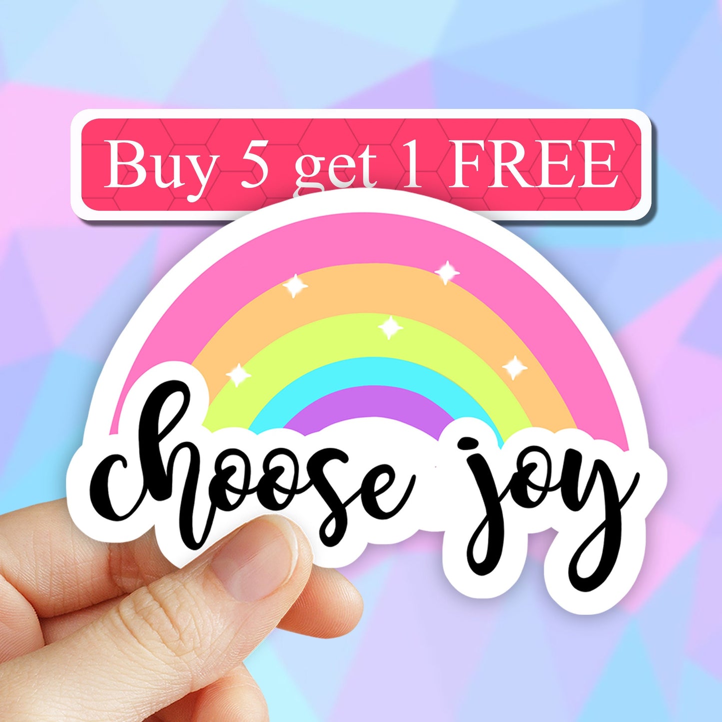 Choose Joy Rainbow Sticker, Choose Happiness, Laptop Stickers, Aesthetic Stickers, Vinyl Stickers, Water bottle Decal, Computer Sticker
