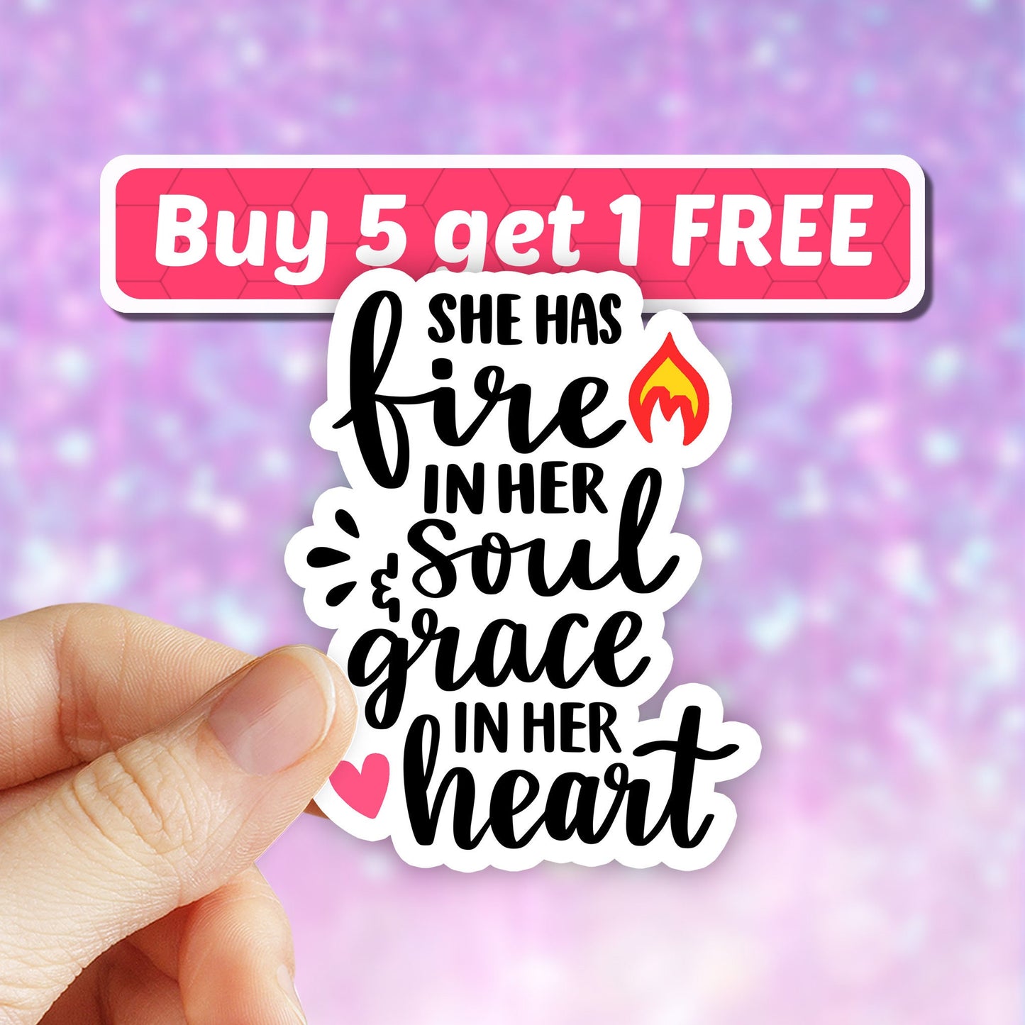 She has fire in her soul grace in her heart sticker, inspirational quotes, motivational sticker, Girl power, encouraging sticker, laptop