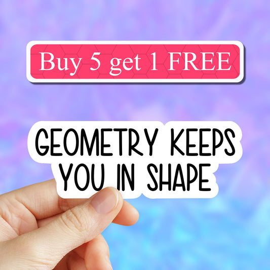 Geometry keeps you in shape sticker, geometry math laptop stickers, math water bottle decals, tumbler stickers math stickers, office sticker