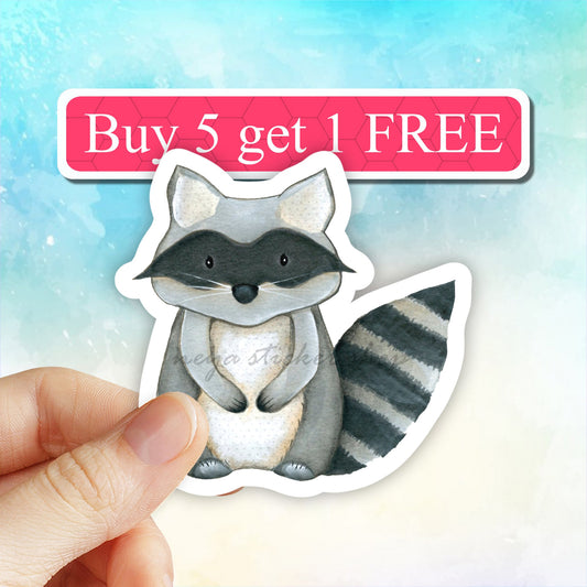 watercolor Raccoon sticker, raccoon decal, Animal sticker, Furry Friends, Mini Animal Sticker, computer stickers, water proof trending