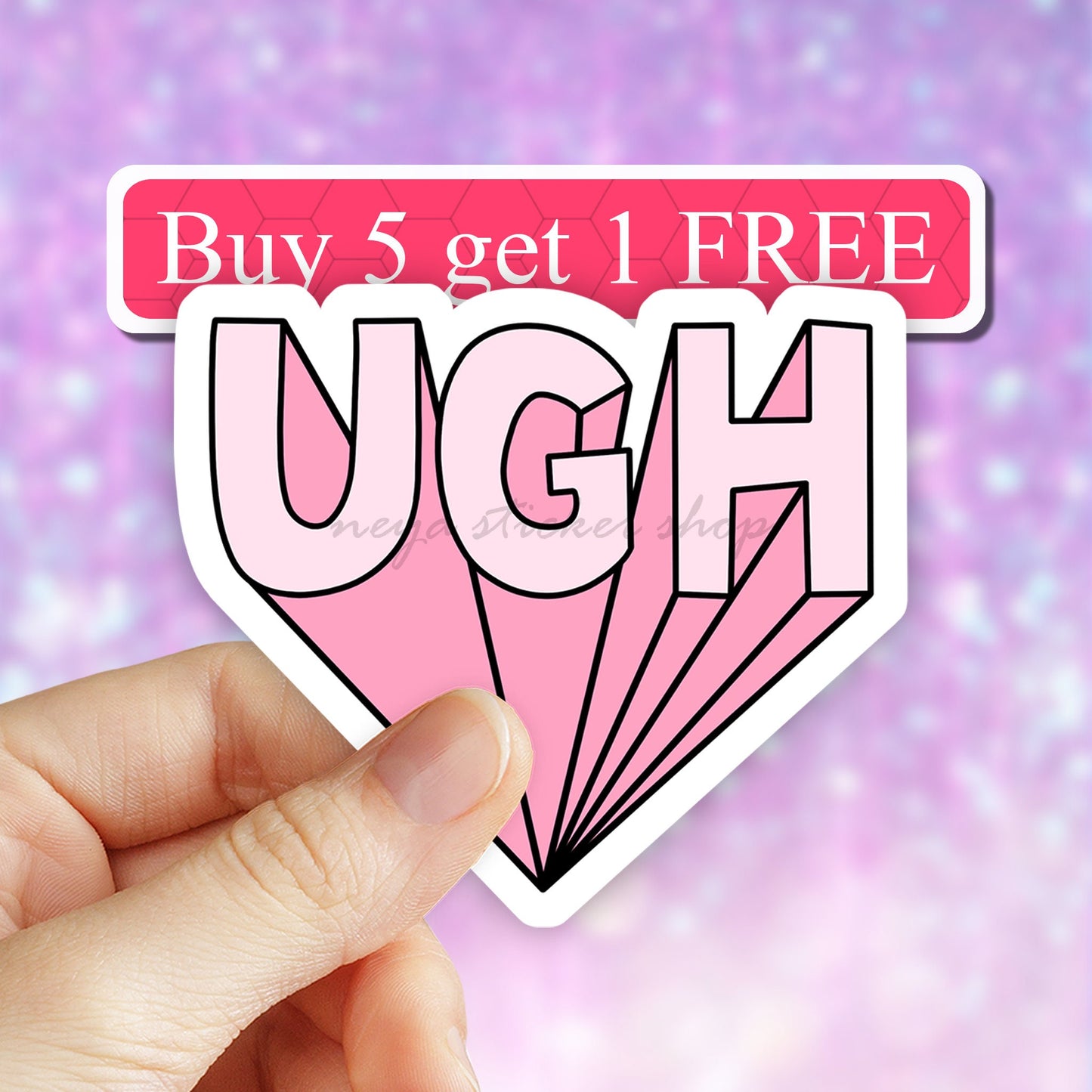 UGH Sticker, Sassy Pink Sticker, Laptop Decal, Best friend Gift, Laptop Stickers, Aesthetic Stickers, Water bottle Stickers, Vinyl Stickers