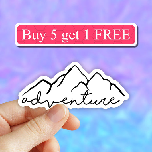 Adventure Mountain Sticker,  Mountain girl sticker, Trecking stickers, Camping stickers, Waterbottle, computer decal, laptop stickers, decal