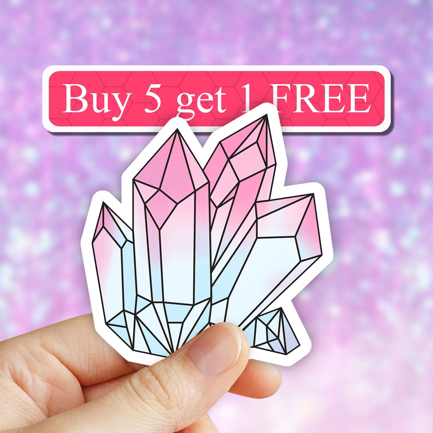 Pink Crystal Sticker, Laptop Stickers, Aesthetic Stickers, Vinyl Stickers, Water bottle Decal, Computer Sticker, Tumbler Stickers, Car Decal