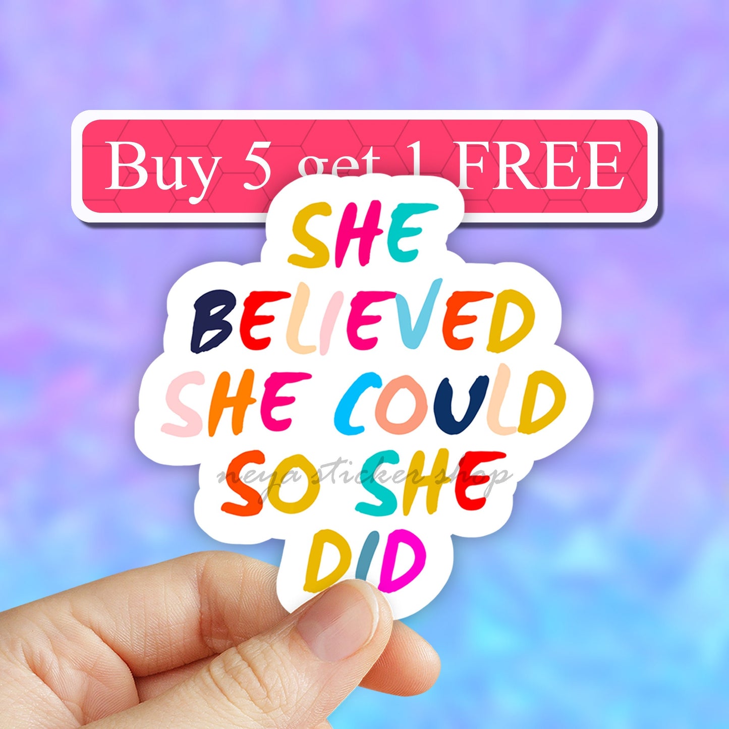She believed She could So She Did Sticker, Waterbottle Stickers, VSCO Stickers, Vinyl Sticker, Aesthetic stickers, Laptop decal