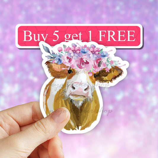 Cute cow Sticker, cow stickers, farm animal Sticker, animal lover sticker, cow decal, computer stickers, water bottle, tumbler laptop decal