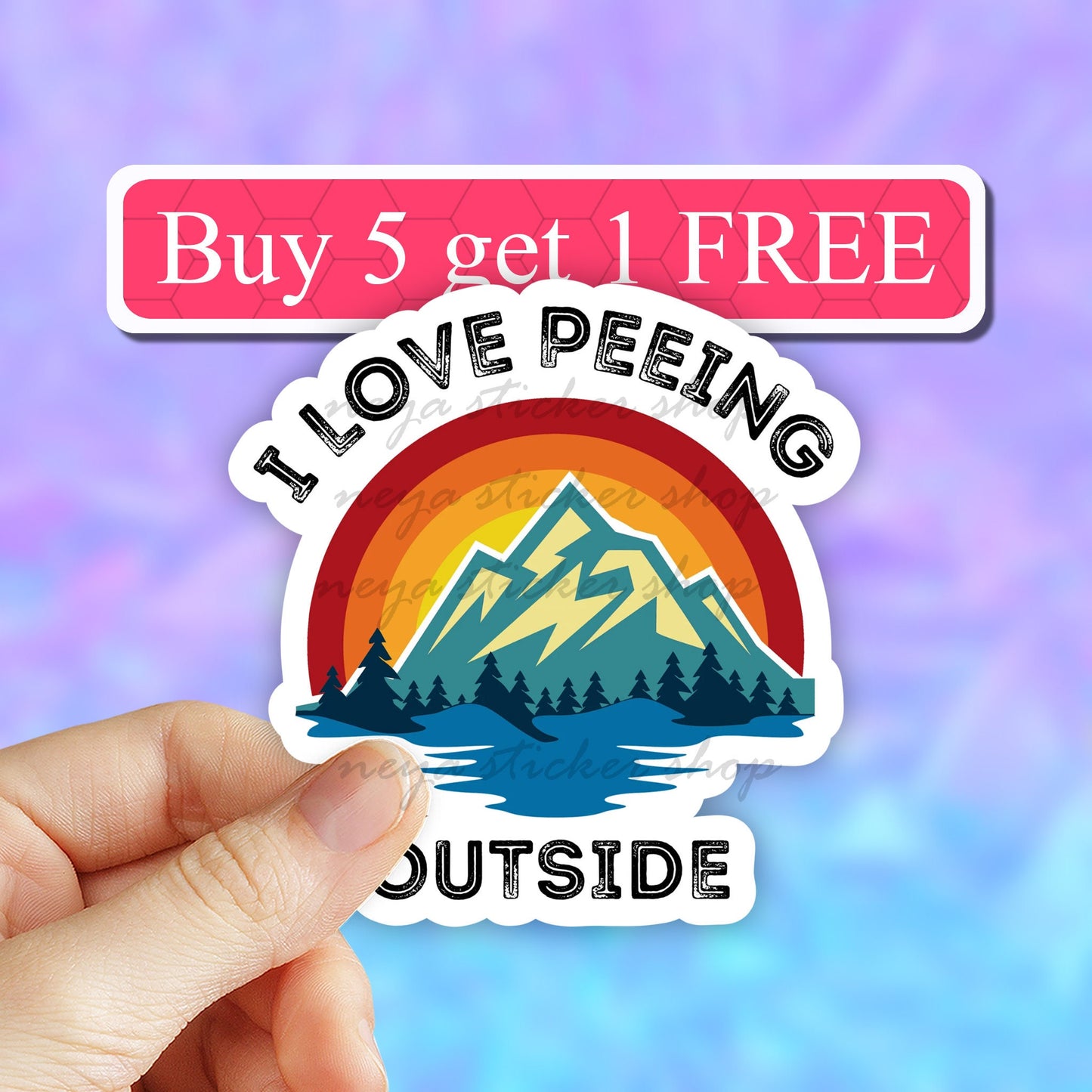 I love peeing outside camping sticker, mountain range laptop stickers, computer stickers, water bottle sticker, car stickers, funny outdoor